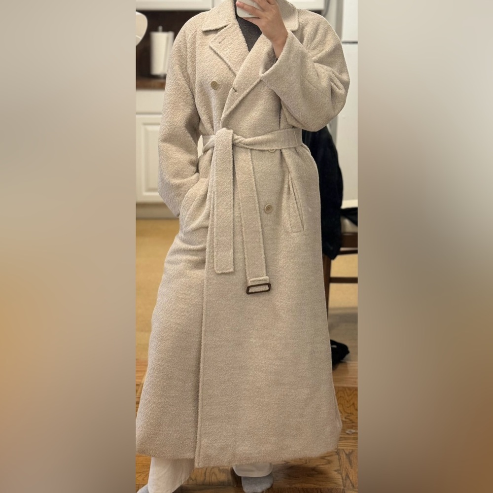 Maxi Alpaca/Wool Beige/Oatmeal Double breasted belted coat